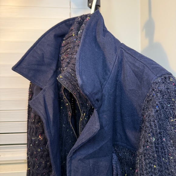 NWT Desigual Two Way Navy Wool Sweater Knit Jacket Coat - Medium M - Picture 7 of 16